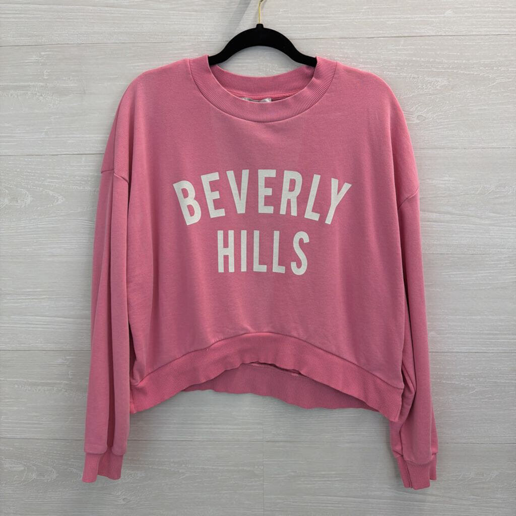 Pink Cropped 'Beverly Hills' Pullover Large