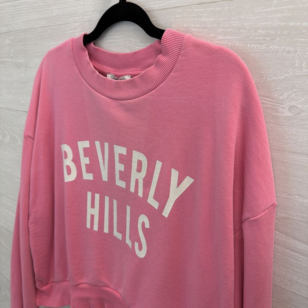 Pink Cropped 'Beverly Hills' Pullover Large