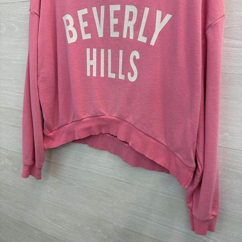 Pink Cropped 'Beverly Hills' Pullover Large