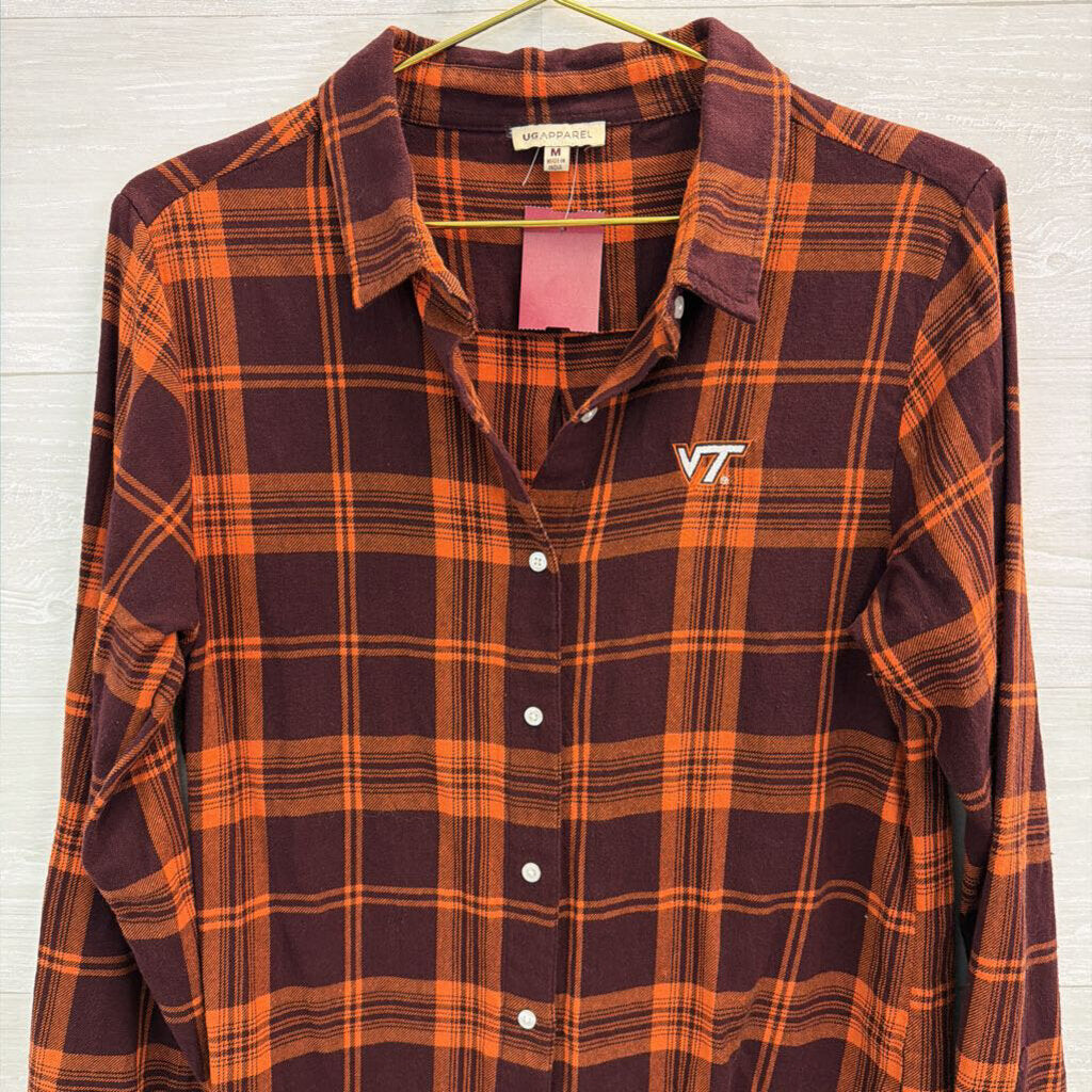 UG Apparel Virginia Tech Plaid Button Up Shirt Medium