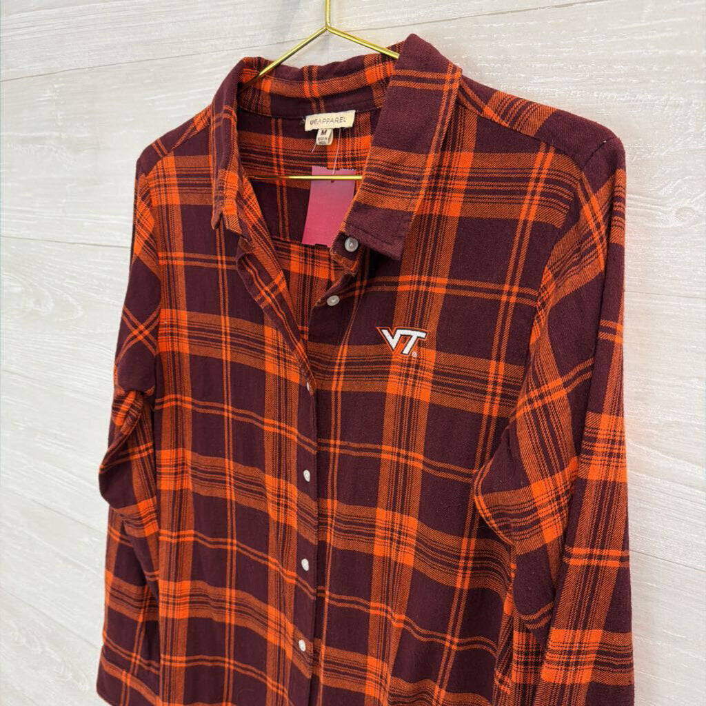 UG Apparel Virginia Tech Plaid Button Up Shirt Medium
