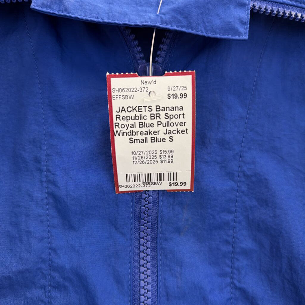 BR Sport Royal Blue Pullover Windbreaker Jacket Small
