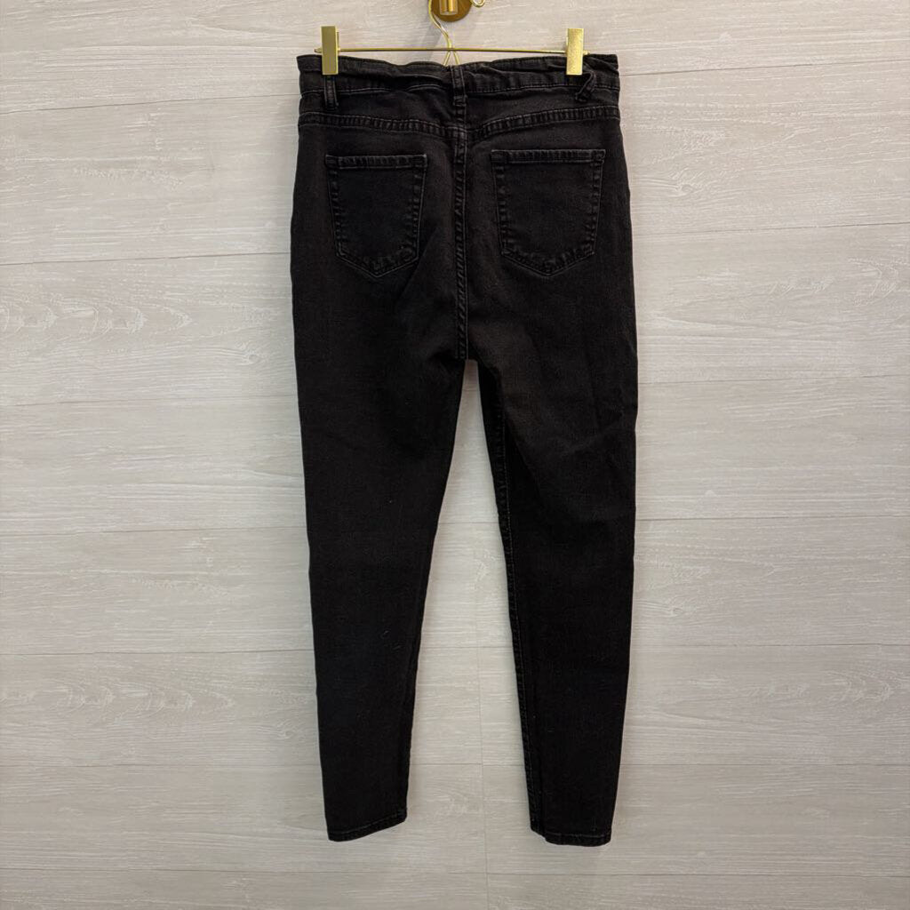 Black Denim High Waisted Skinny Leg Jeans Medium