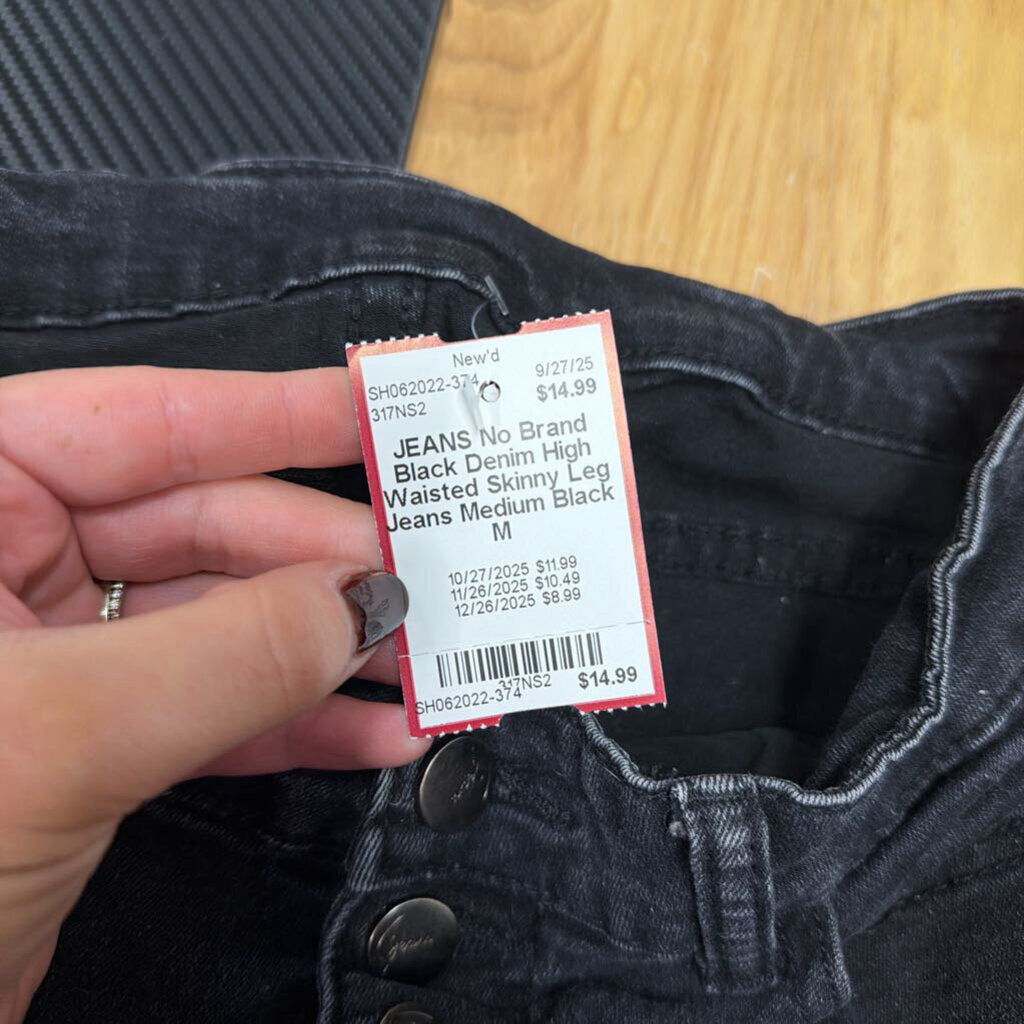 Black Denim High Waisted Skinny Leg Jeans Medium