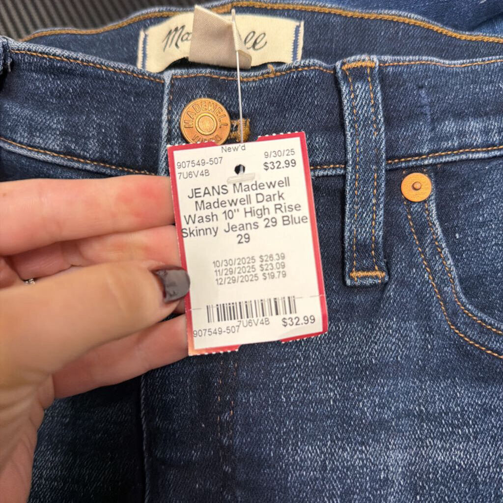 Madewell Dark Wash 10" High Rise Skinny Jeans 29