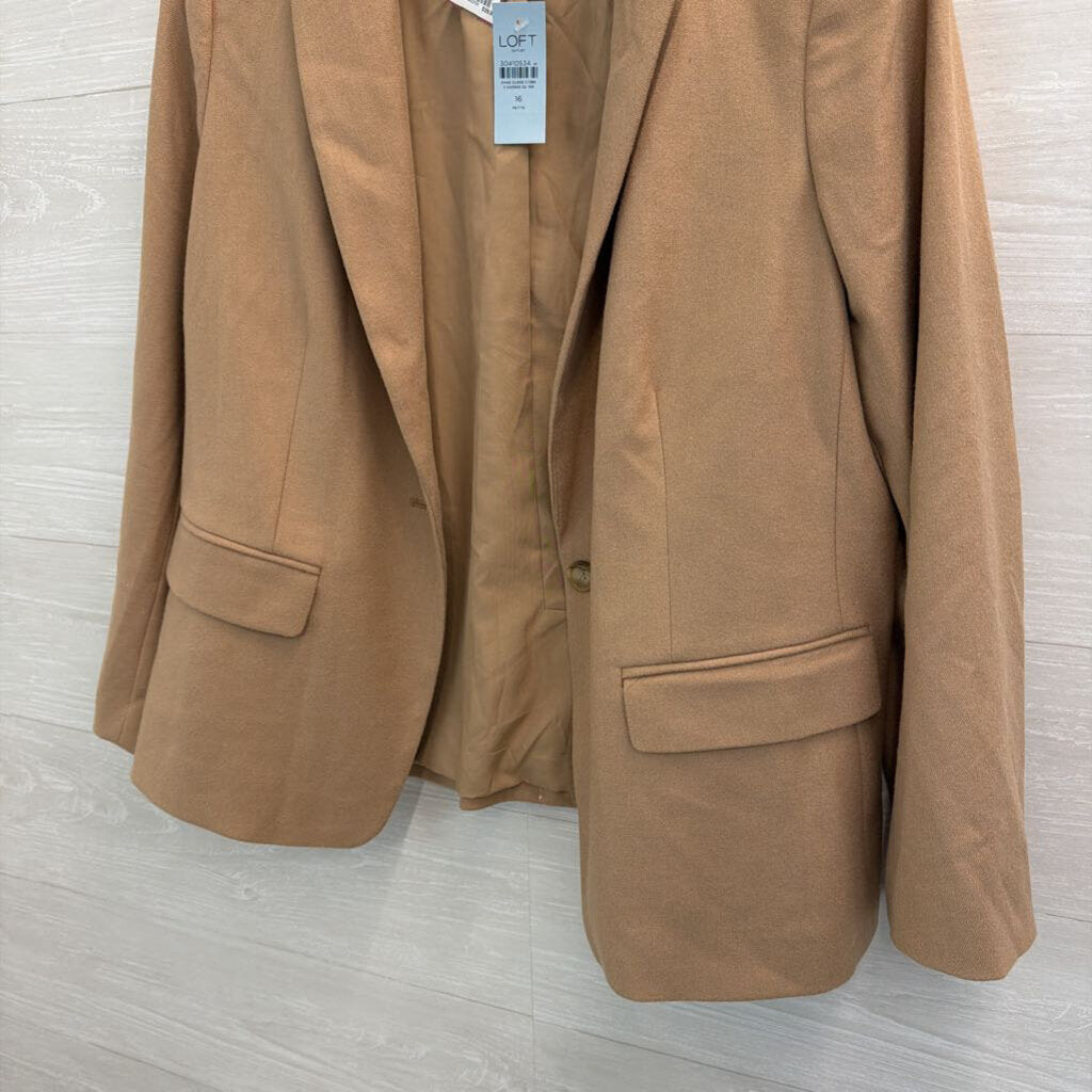 Loft Brown Long Sleeve Blazer Jacket 16 Petite