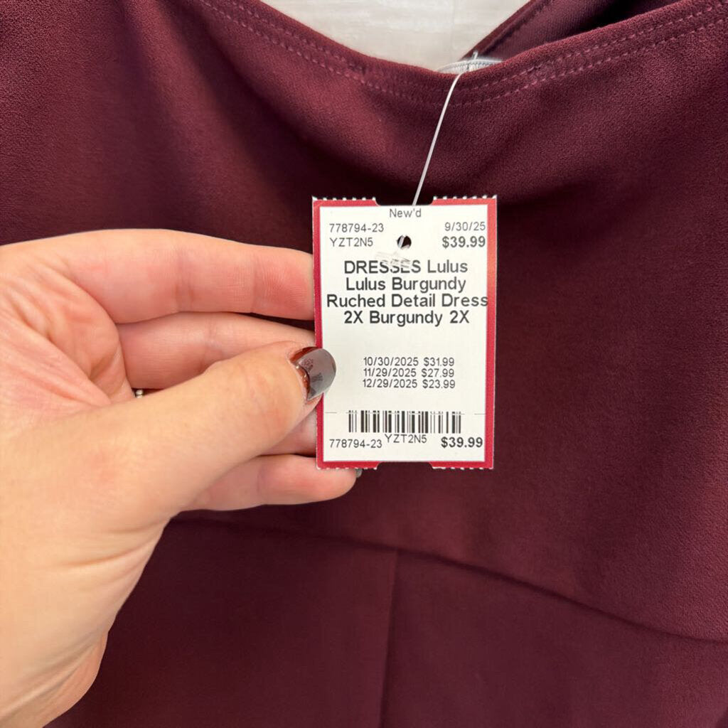 Lulus Burgundy Ruched Detail Dress 2X