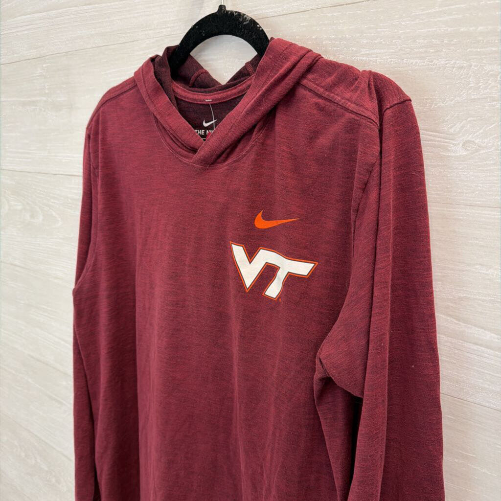 Nike Burgundy Virginia Tech Long Sleeve Hooded Pullover Large