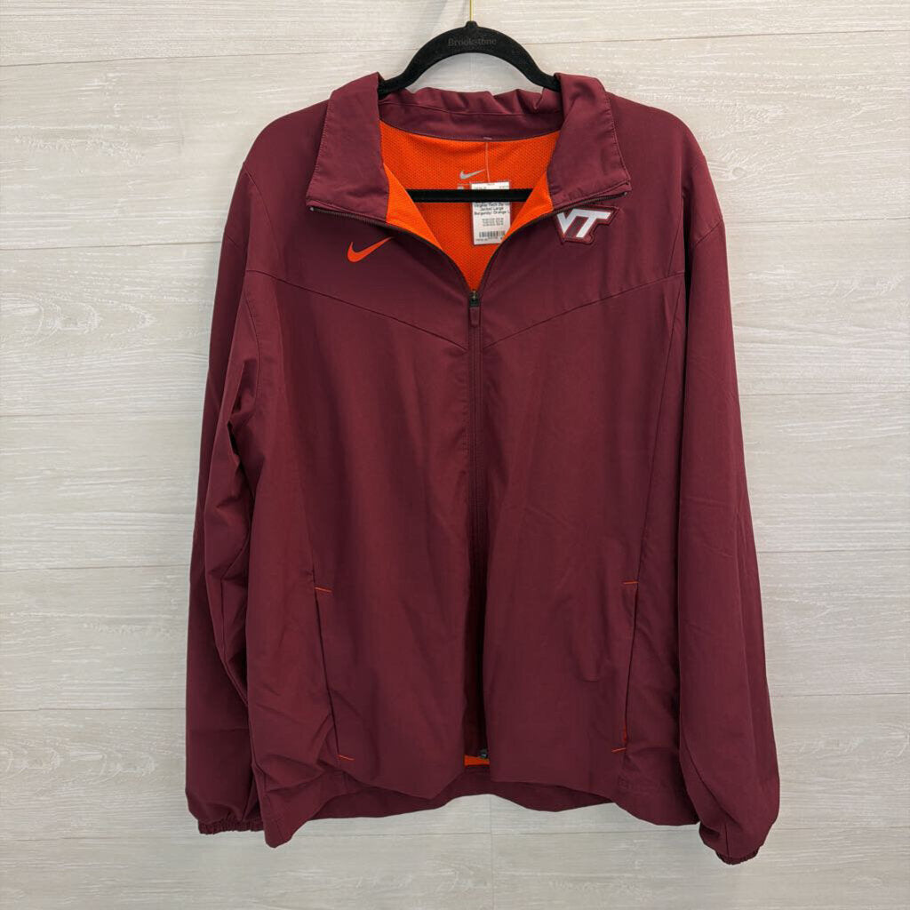 Nike Burgundy/ Orange Virginia Tech Zip Up Jacket Large