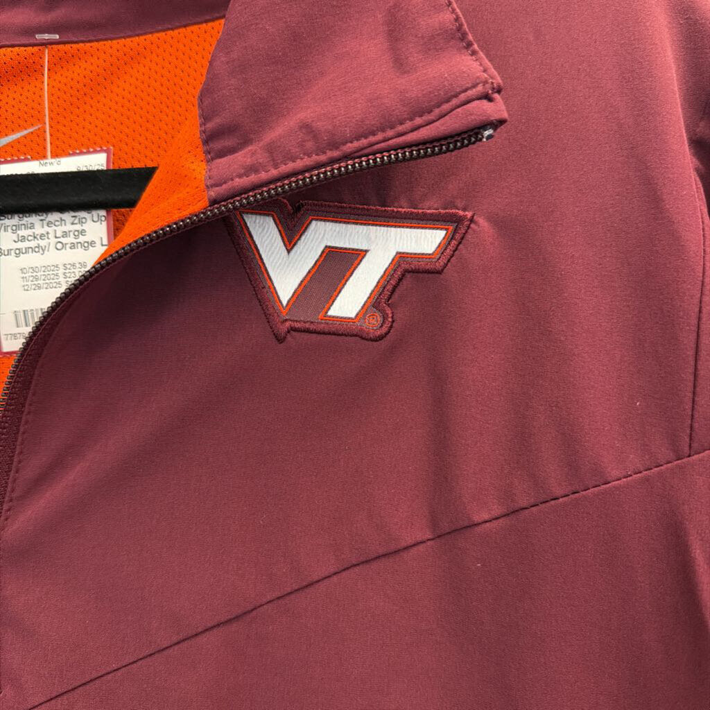 Nike Burgundy/ Orange Virginia Tech Zip Up Jacket Large