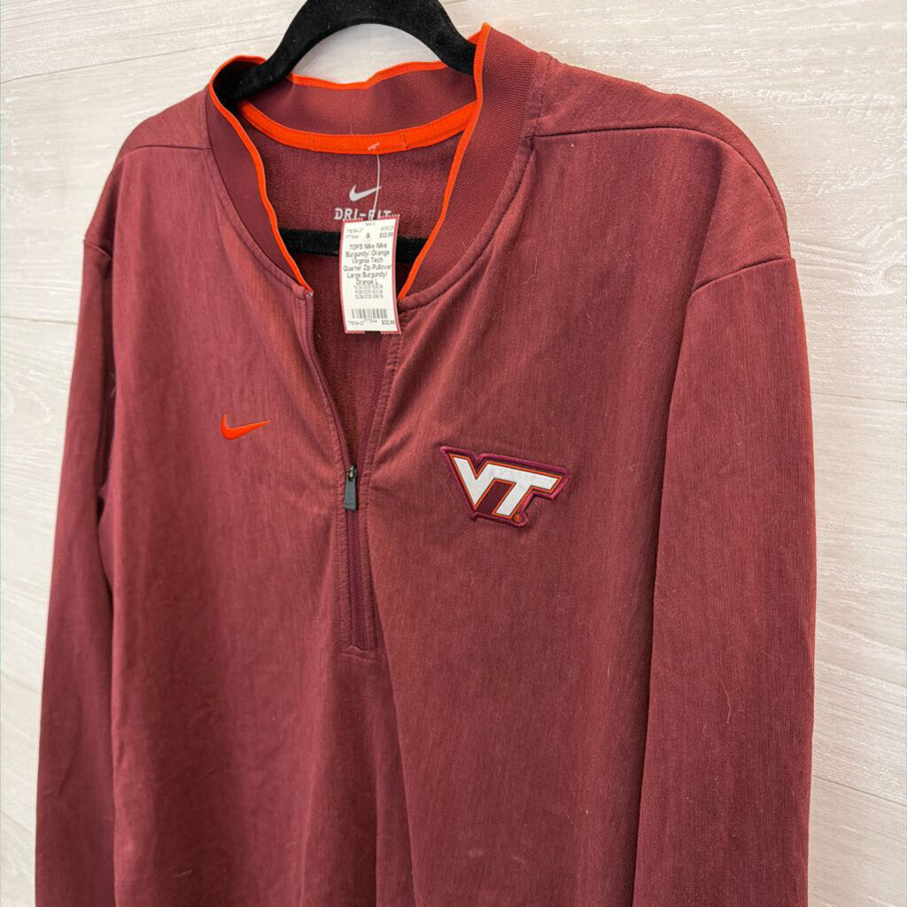 Nike Burgundy/ Orange Virginia Tech Quarter Zip Pullover Large