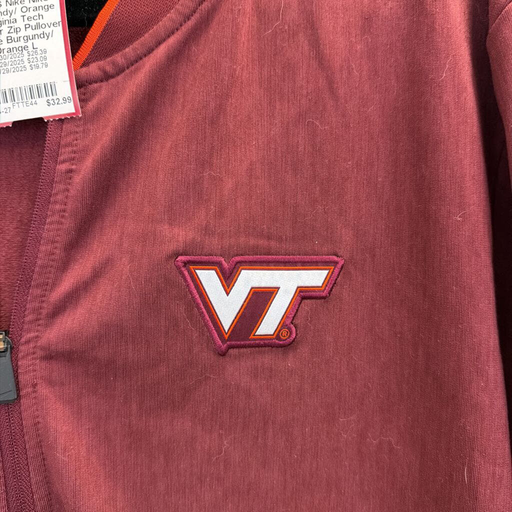 Nike Burgundy/ Orange Virginia Tech Quarter Zip Pullover Large