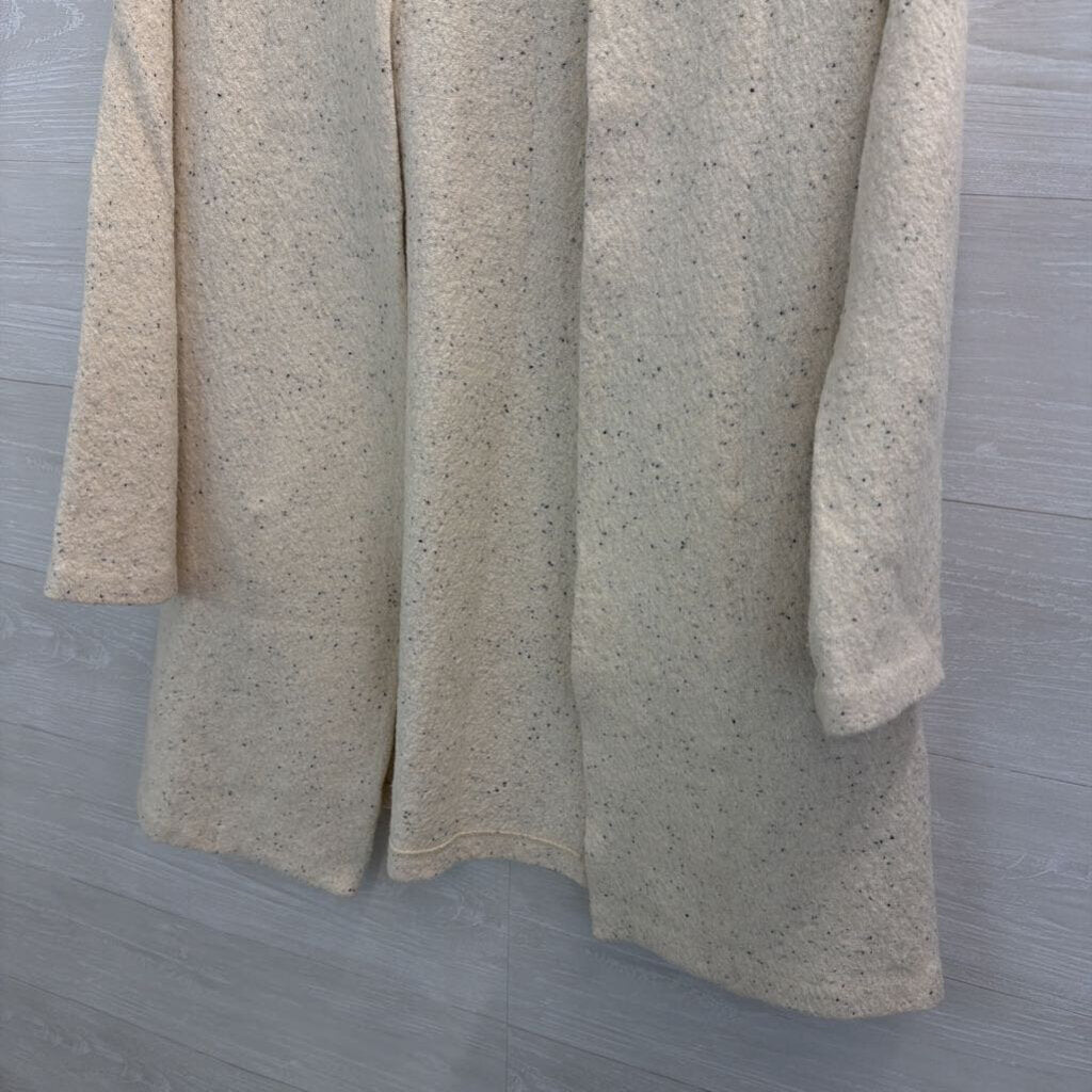 Madewell Cream/ Black Speckled Knit Long Sleeve Long Open Front Sweater Small
