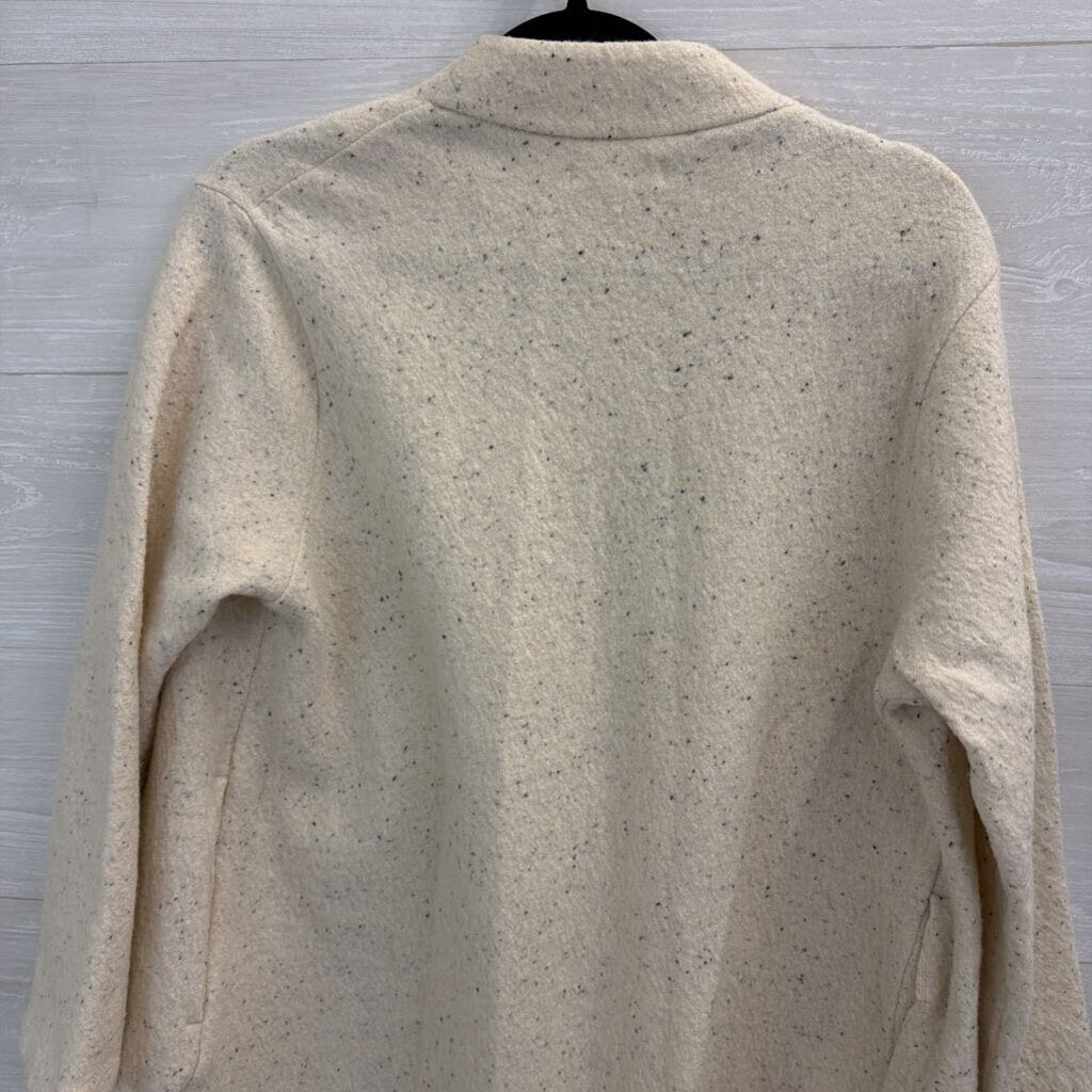 Madewell Cream/ Black Speckled Knit Long Sleeve Long Open Front Sweater Small