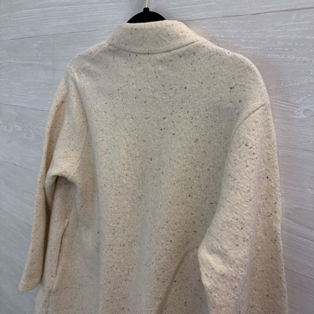 Madewell Cream/ Black Speckled Knit Long Sleeve Long Open Front Sweater Small
