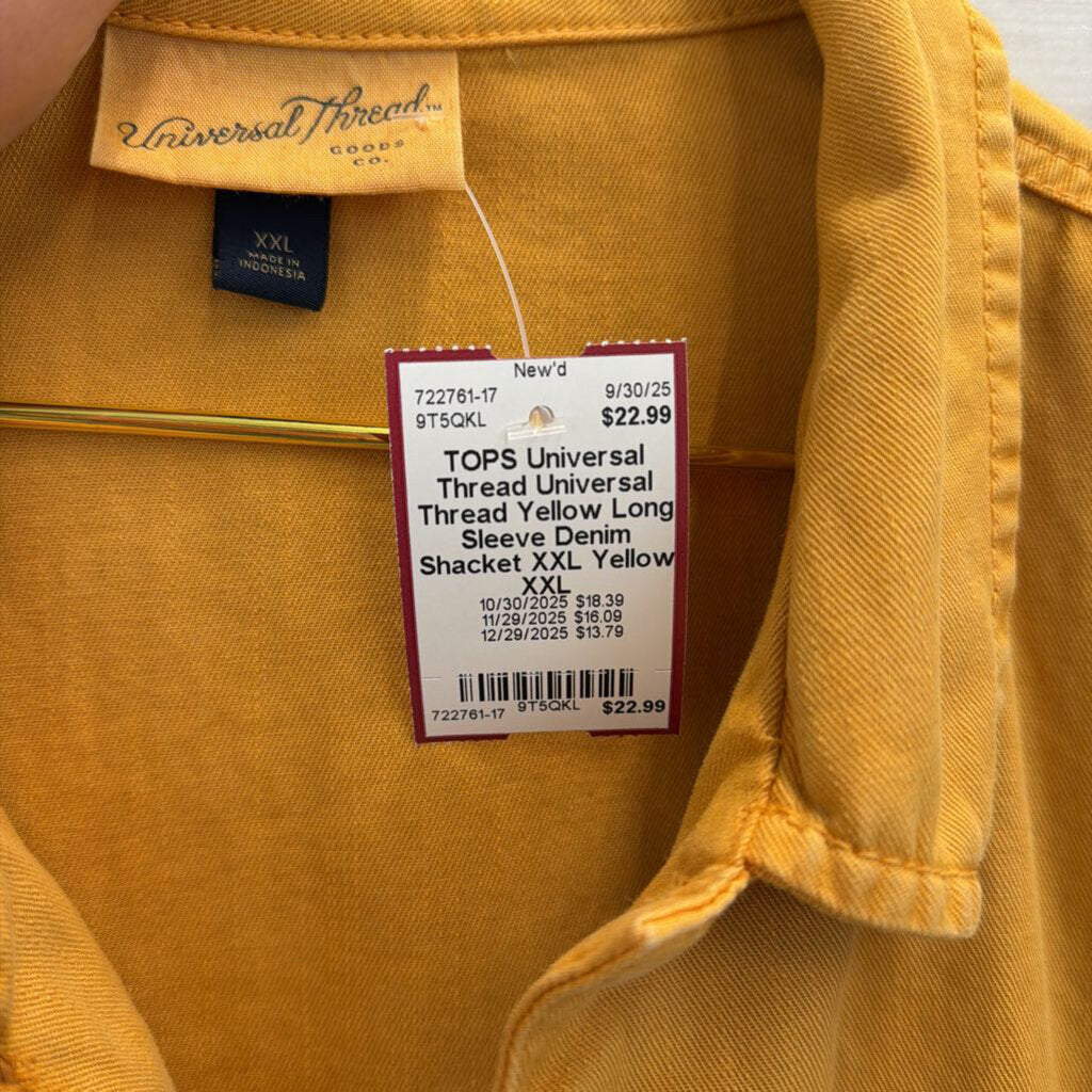 Universal Thread Yellow Long Sleeve Denim Shacket XXL