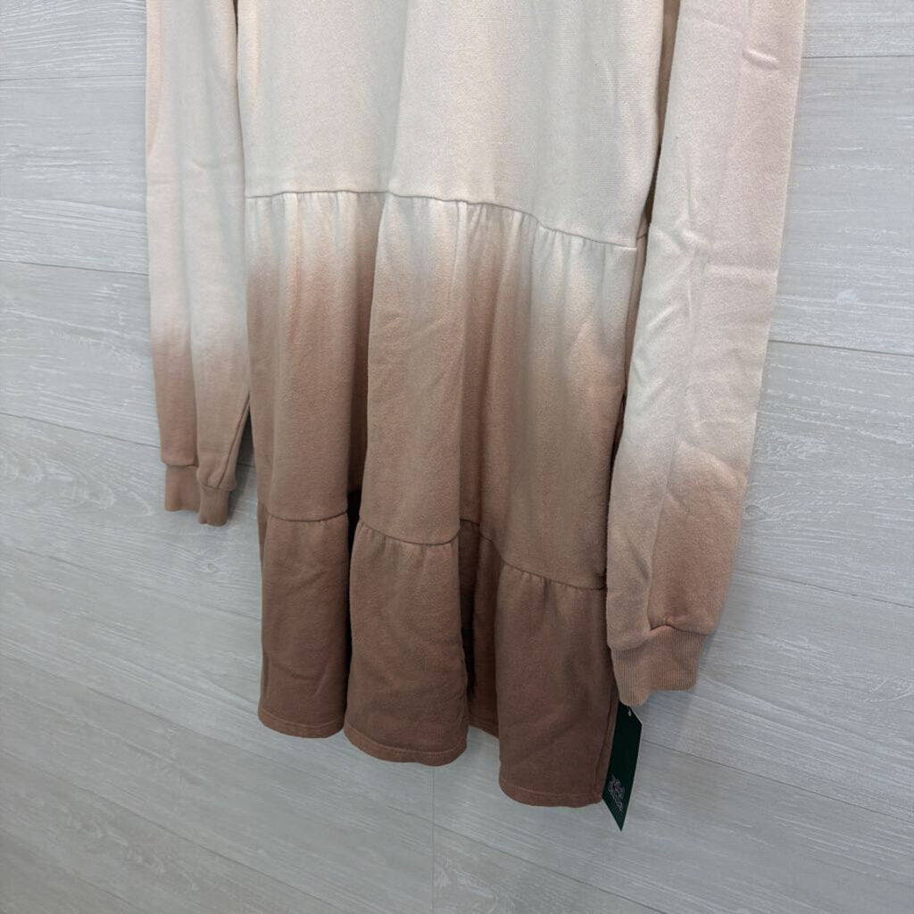Wild Fable Cream/ Brown Long Sleeve Dress Small