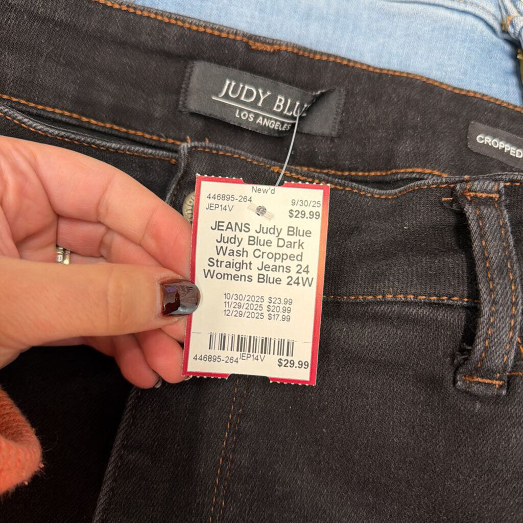 Judy Blue Dark Wash Cropped Straight Jeans 24 Womens