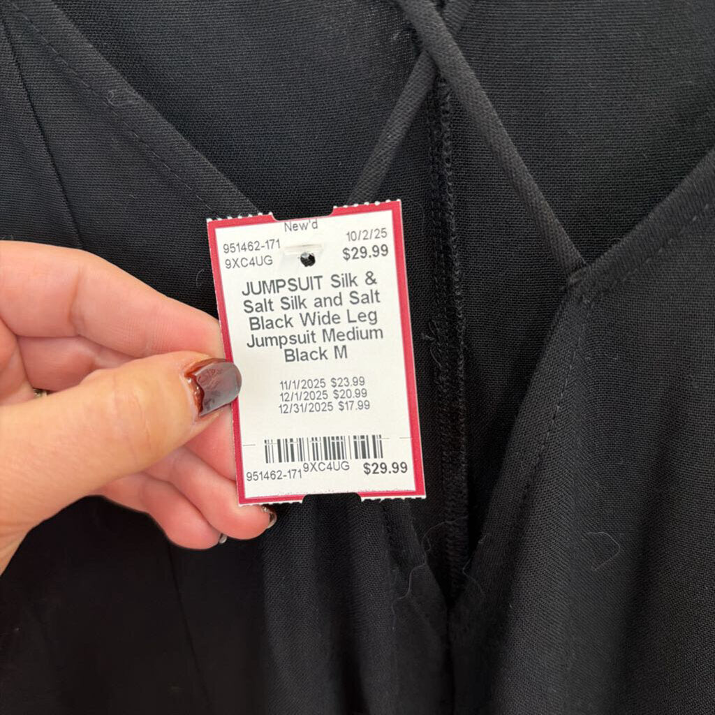 Silk and Salt Black Wide Leg Jumpsuit Medium