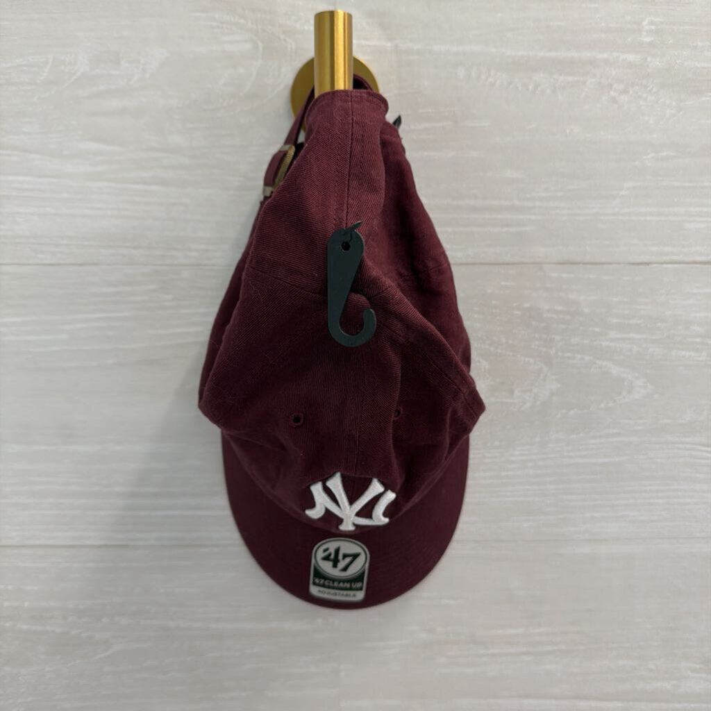Burgundy/ White Embroidered NY Baseball Hat