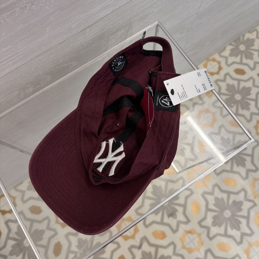 Burgundy/ White Embroidered NY Baseball Hat