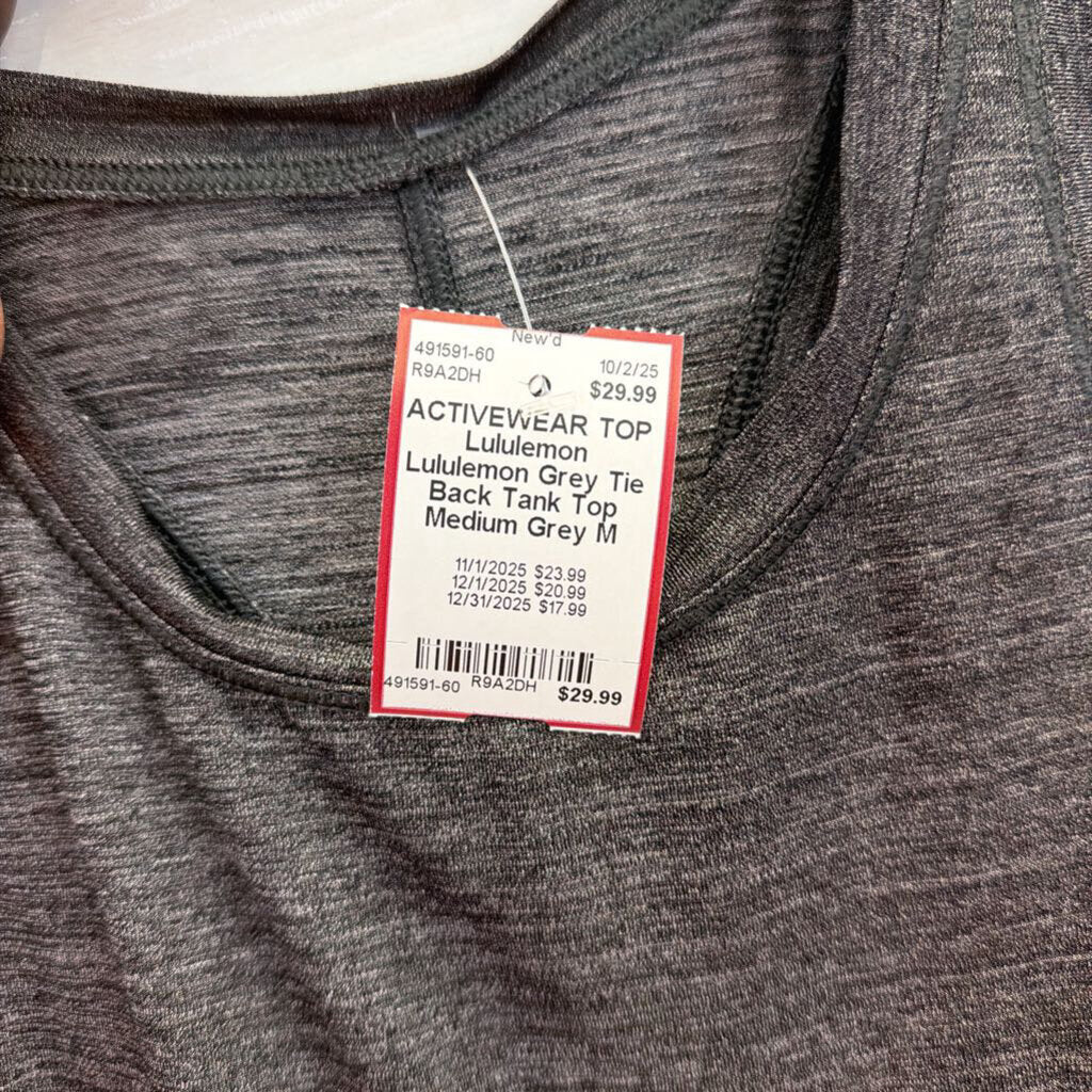 Lululemon Grey Tie Back Tank Top Medium