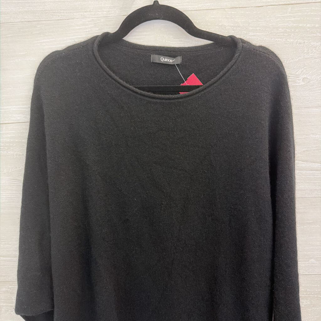 Quince Soft 100% Cashmere Black Long Sleeve Sweater Top Large
