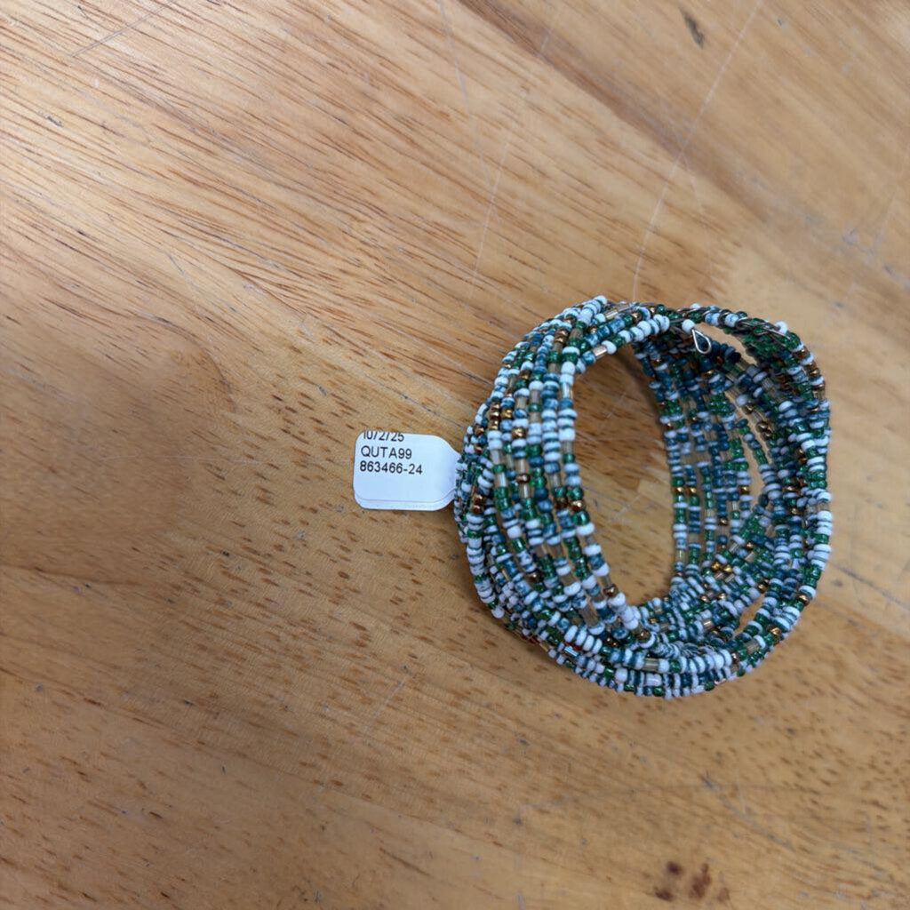 Blue/ White Beaded Layered Cuff Bracelet