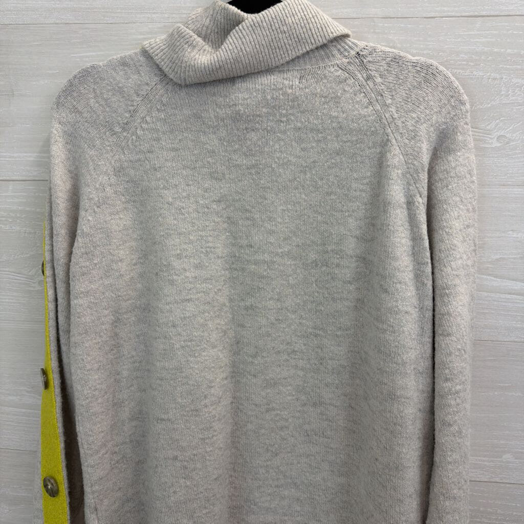 Apt 9 Grey/ Lime Green Striped Turtleneck Sweater Top Medium
