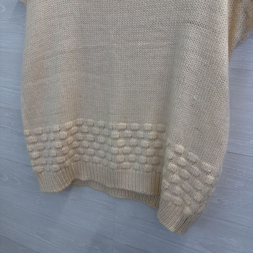 Cream Knit Short Sleeve Mock Neck Sweater Top Large