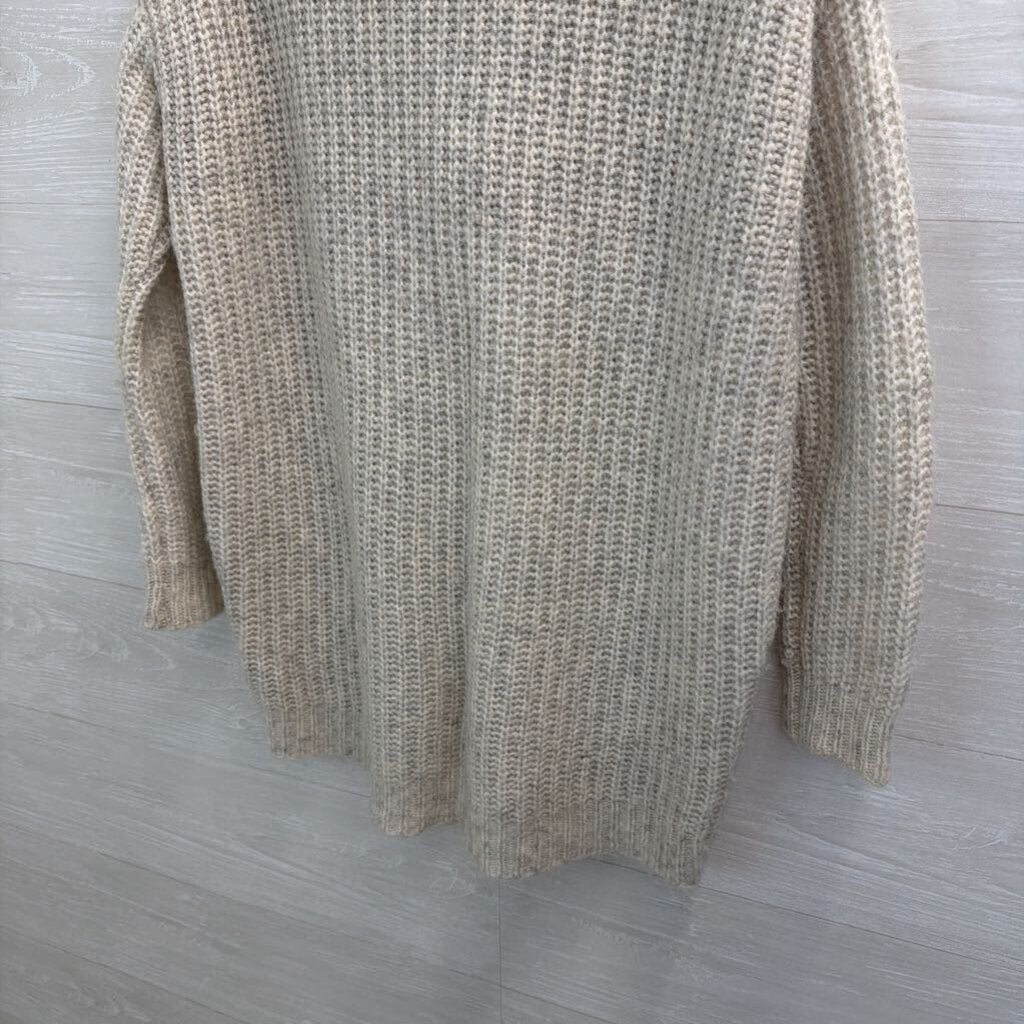 Aerie Grey Knit Lace Up Neck Long Sleeve Sweater Top Medium