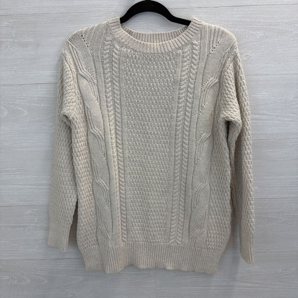 Gap Grey Cable Knit Long Sleeve Sweater Top Small