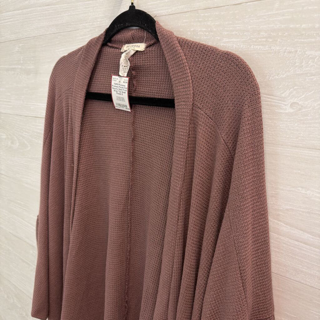 Promesa Purple Knit Slouchy Open Front Wrap Top Small
