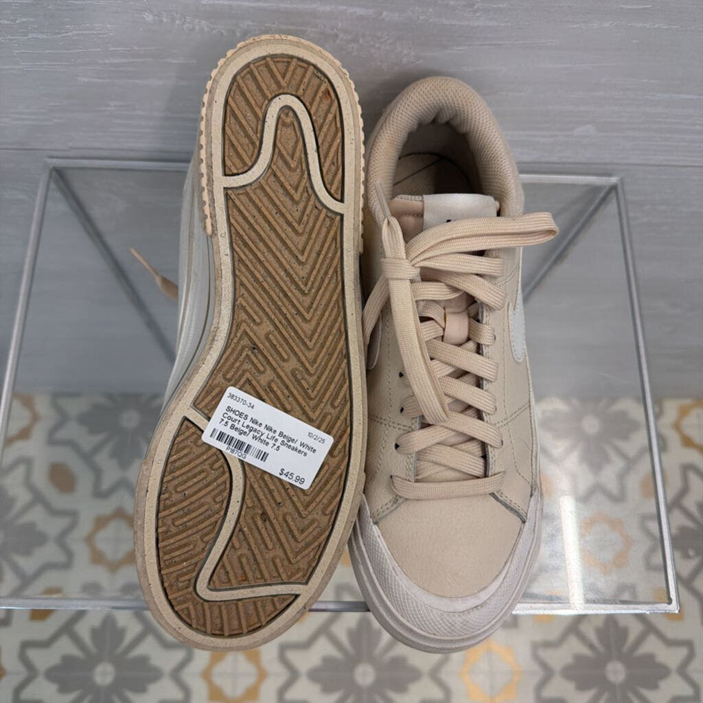 Nike Beige/ White Court Legacy Life Sneakers 7.5