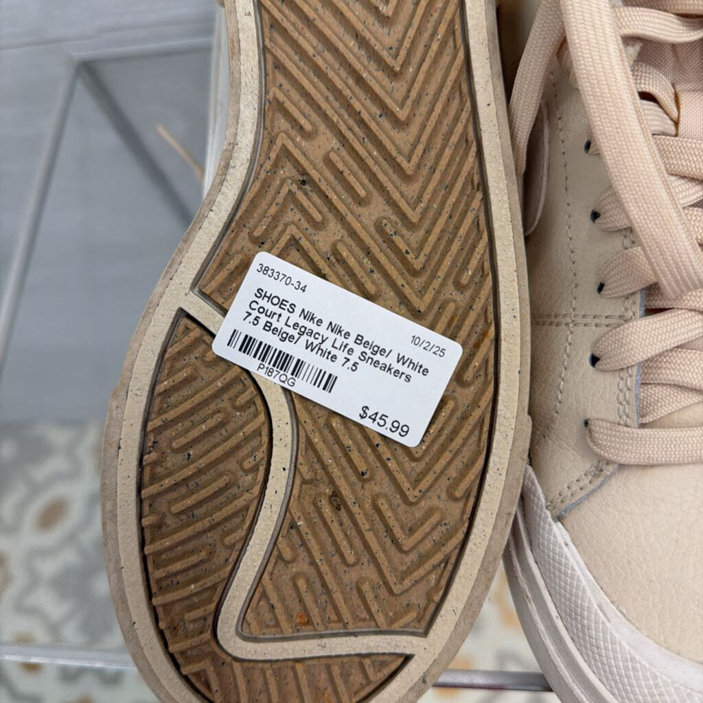 Nike Beige/ White Court Legacy Life Sneakers 7.5