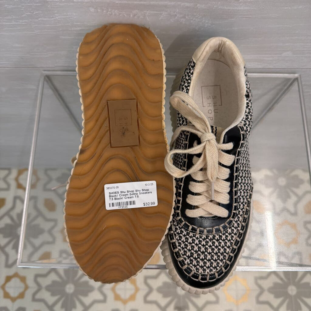 Shu Shop Black/ Cream Selina Sneakers 7.5