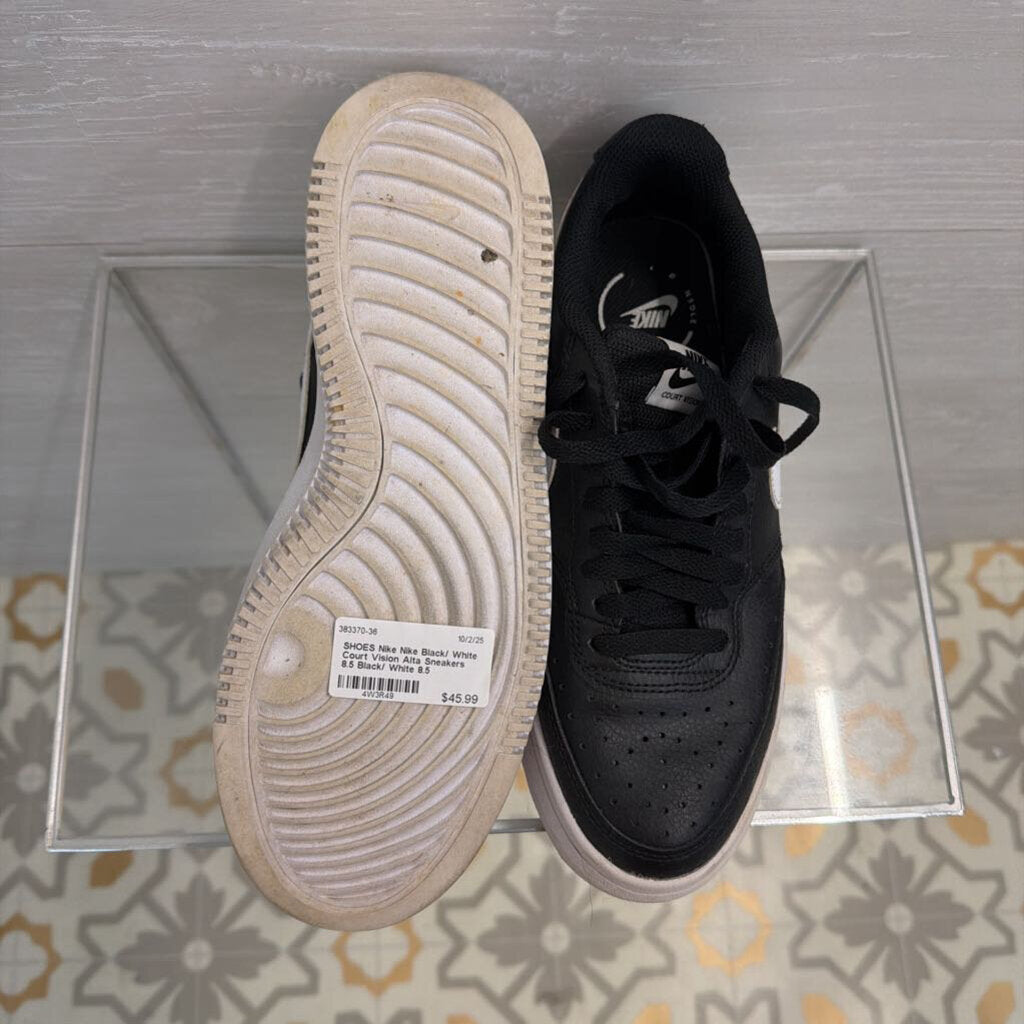 Nike Black/ White Court Vision Alta Sneakers 8.5