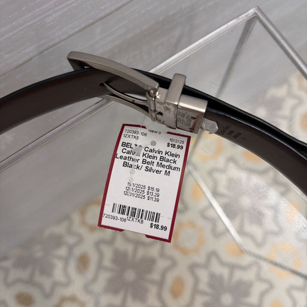 Calvin Klein Black Leather Belt Medium