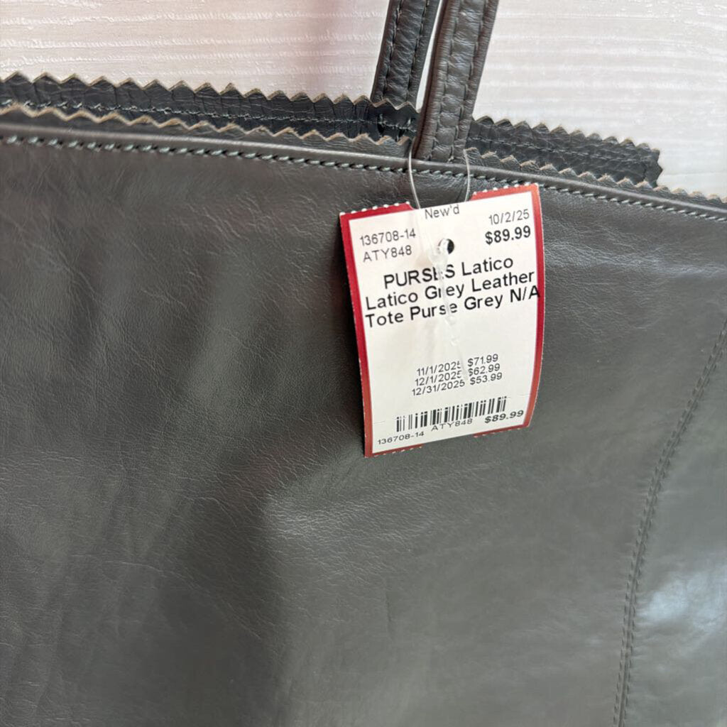 Latico Grey Leather Tote Purse
