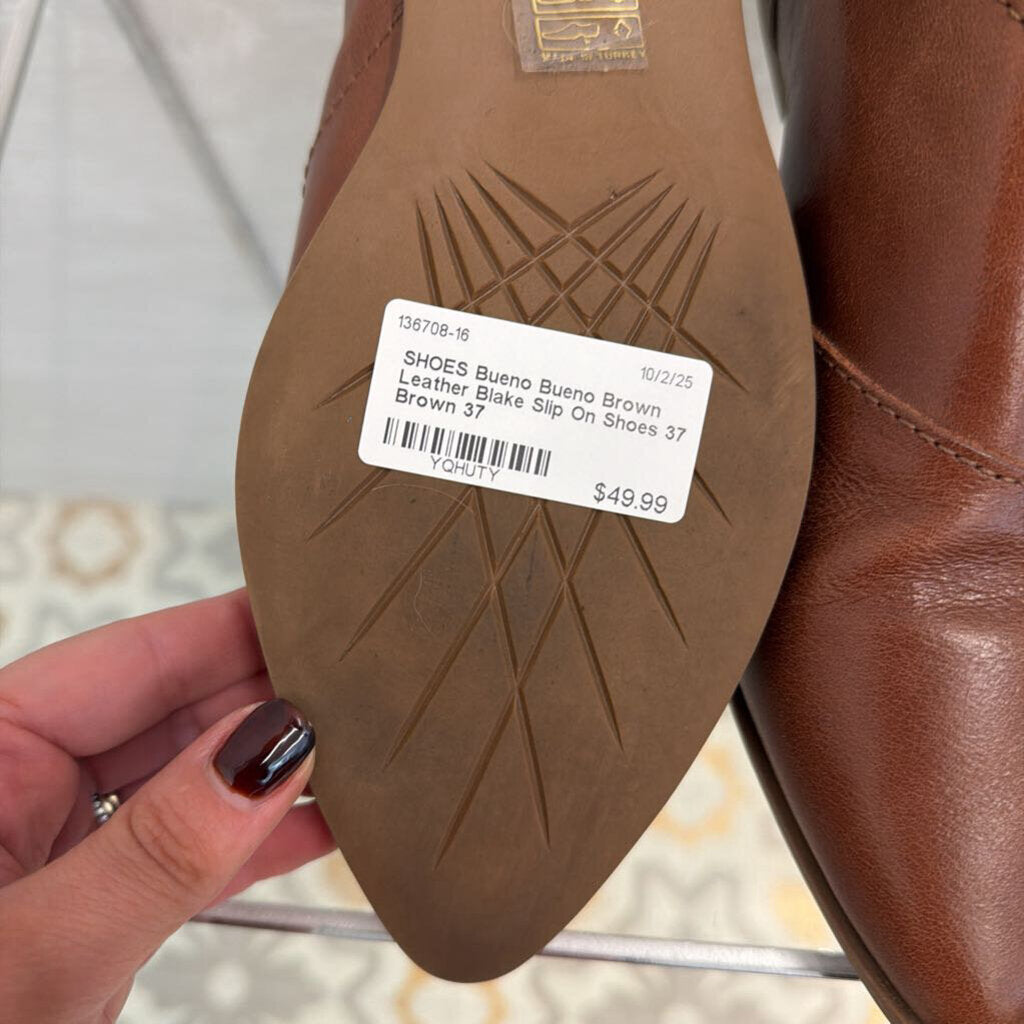 Bueno Brown Leather Blake Slip On Shoes 37