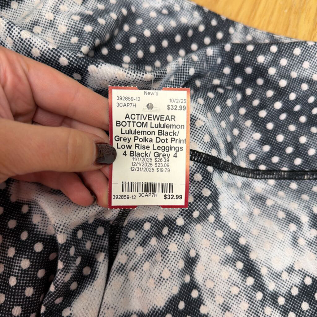 Lululemon Black/ Grey Polka Dot Print Low Rise Leggings 4