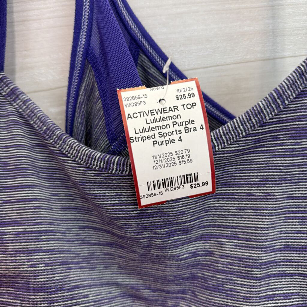 Lululemon Purple Striped Sports Bra 4