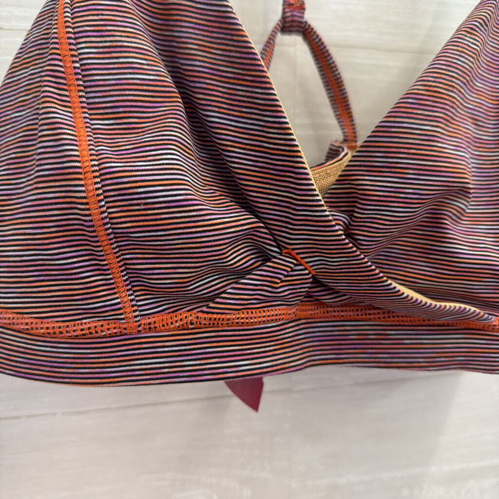 Lululemon Orange/ Multi Striped V Neck Sports Bra 6