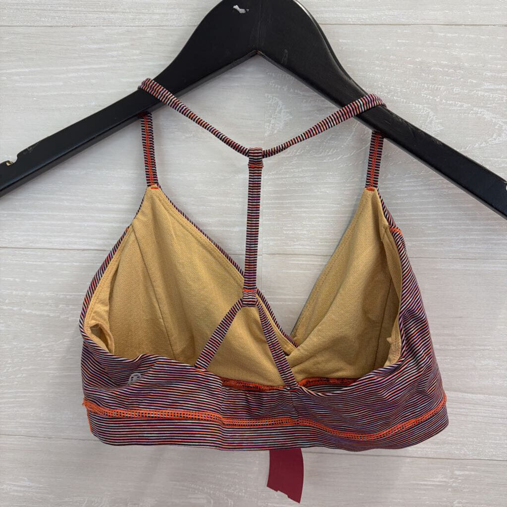 Lululemon Orange/ Multi Striped V Neck Sports Bra 6