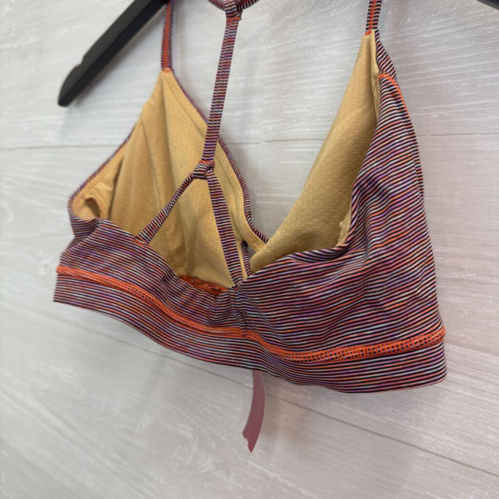 Lululemon Orange/ Multi Striped V Neck Sports Bra 6