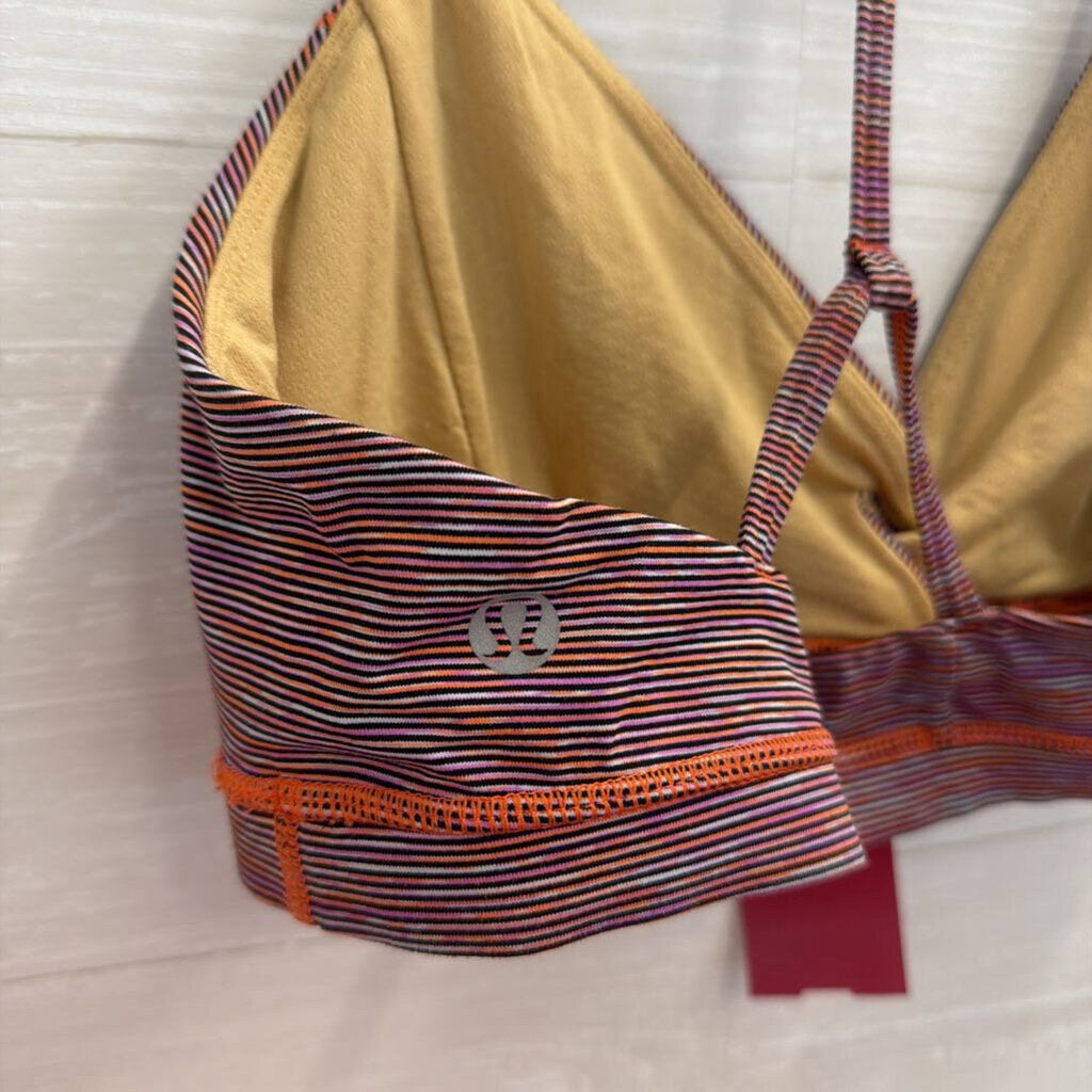 Lululemon Orange/ Multi Striped V Neck Sports Bra 6