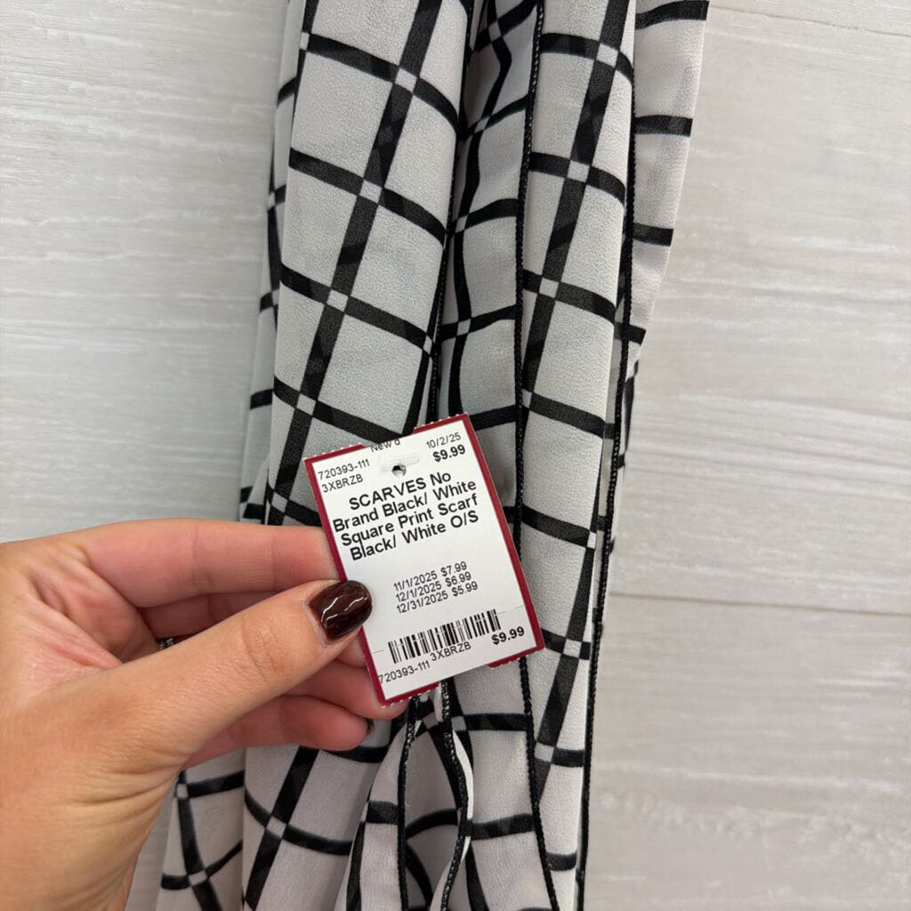 Black/ White Square Print Scarf