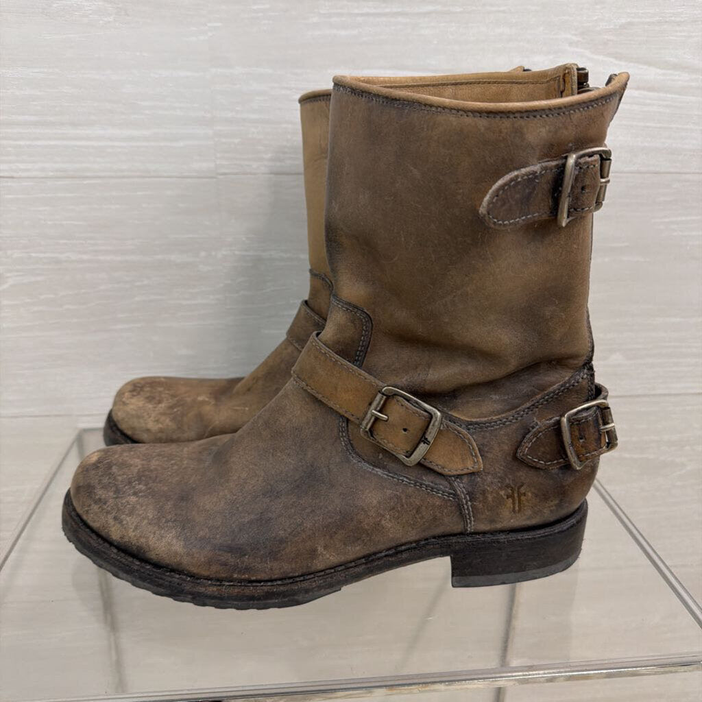 Frye Veronica Brown Leather Short Boots 9