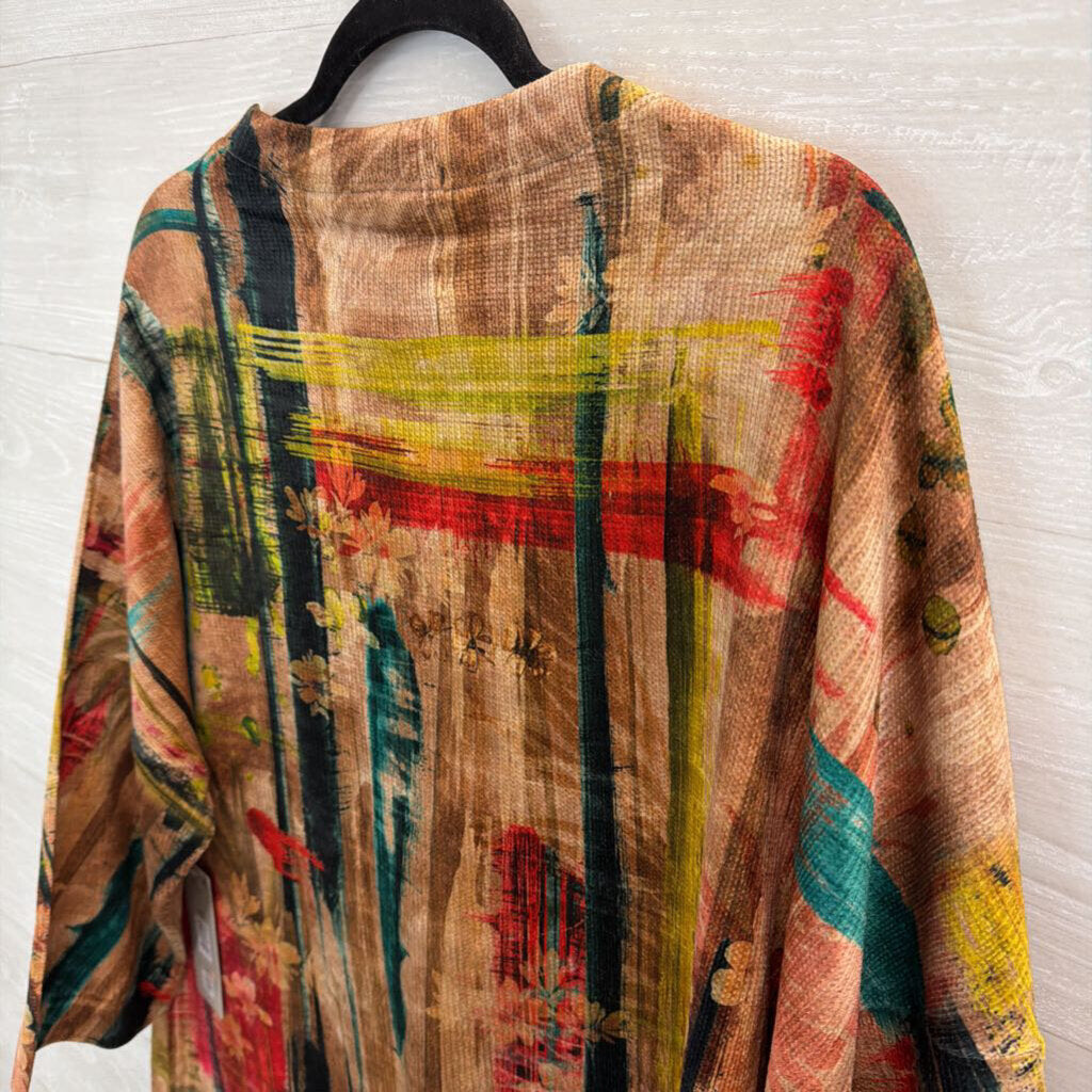 Ali Miles Brown/ Multi Print Soft Long Sleeve Top 2X
