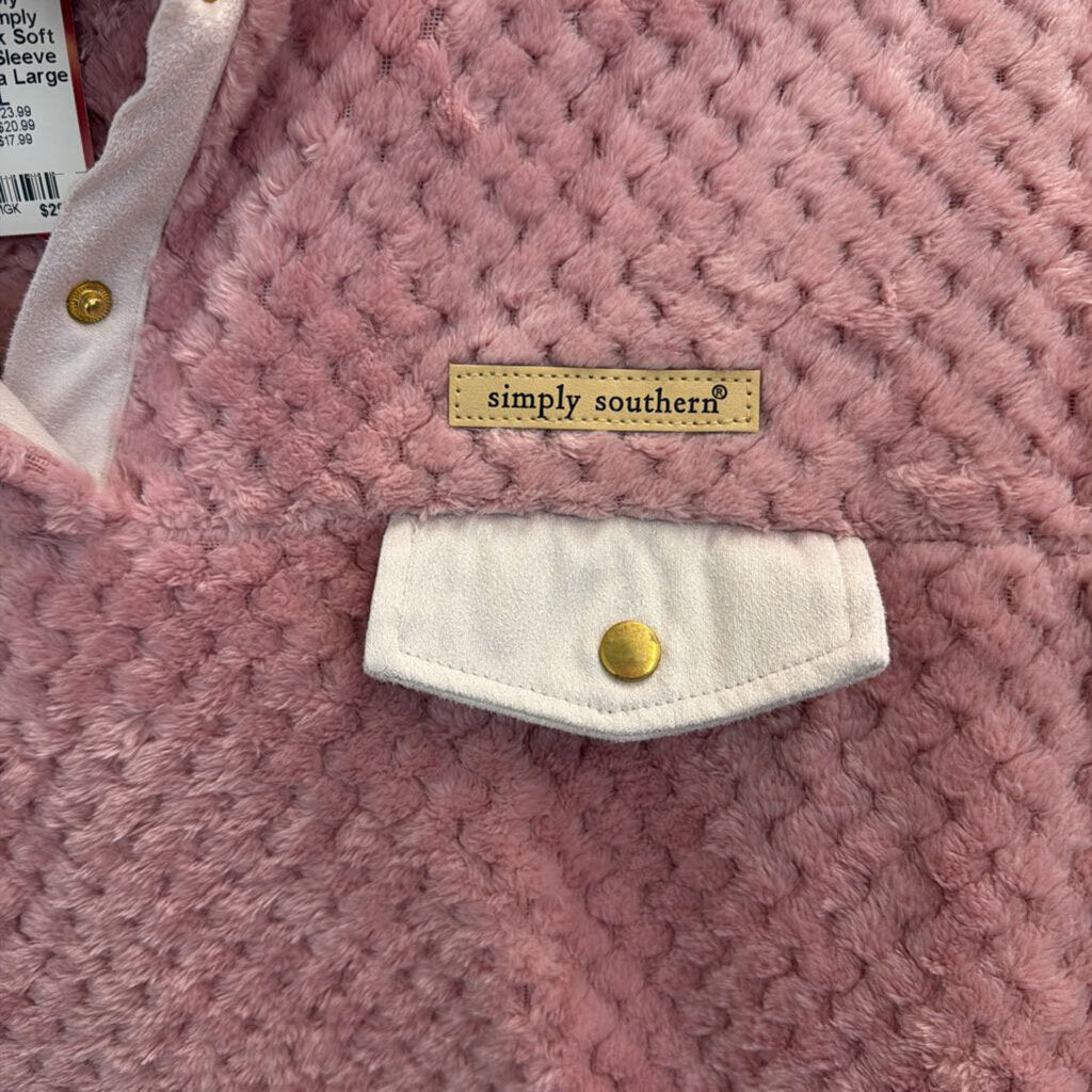 Simply Southern Pink Soft Fuzzy Long Sleeve Pullover Extra Large